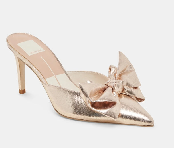 Pointed Toe Bow Mule Platinum