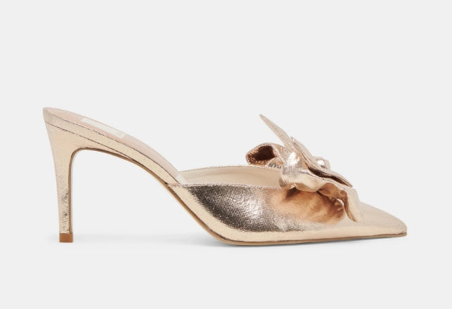 Pointed Toe Bow Mule Platinum