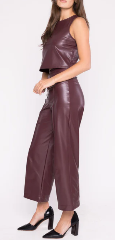Vegan Leather Tank Top Oxblood
