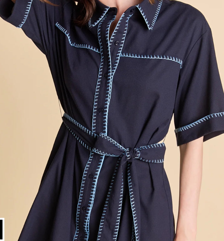 Althea Dress Navy/Powder