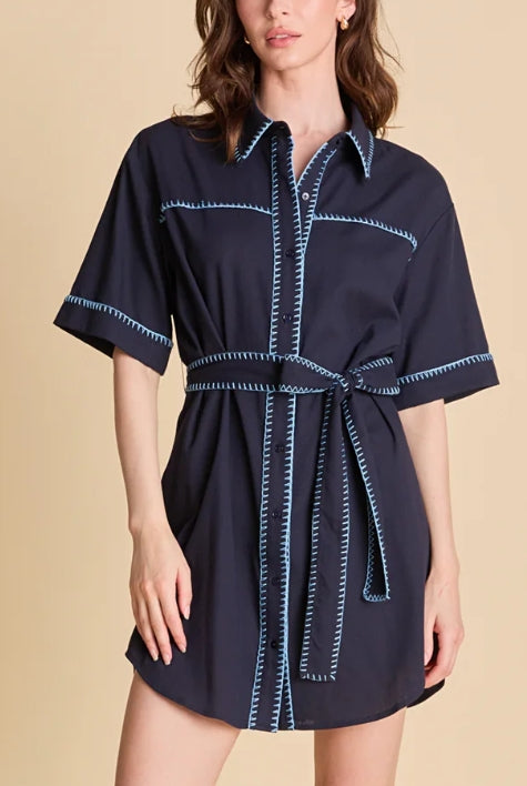 Althea Dress Navy/Powder