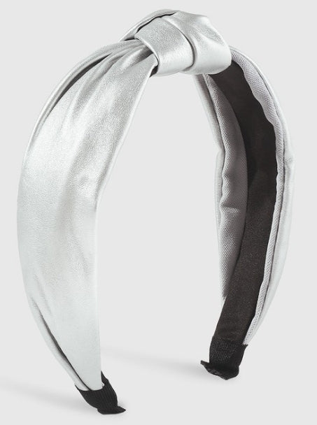Leather Metallic Topknot Headband