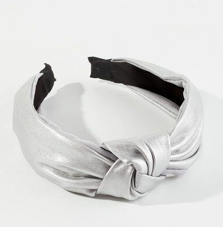 Leather Metallic Topknot Headband