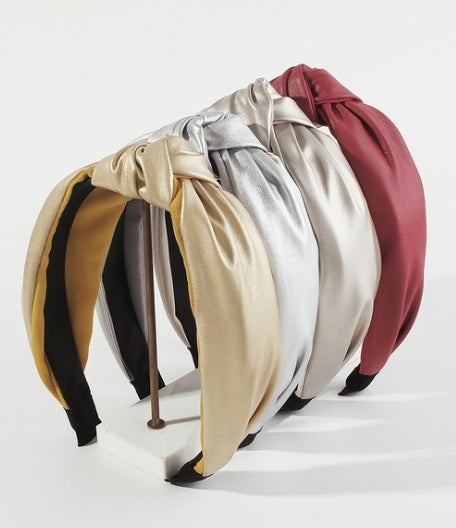 Leather Metallic Topknot Headband