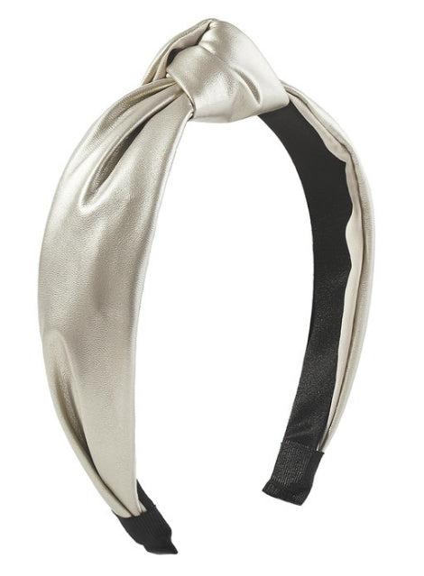 Leather Metallic Topknot Headband