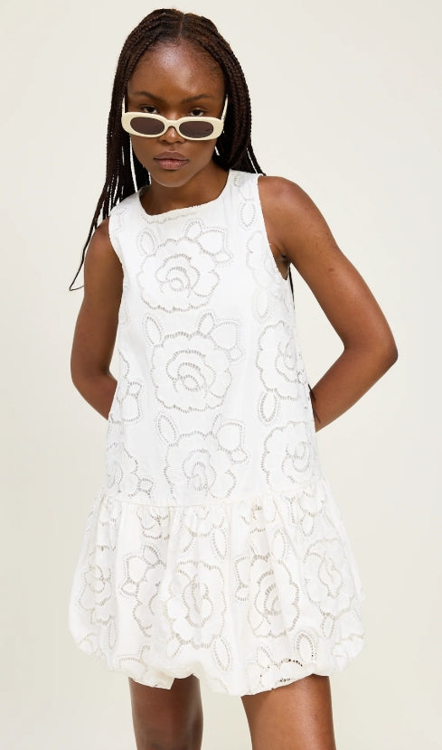 Chloe Bubble Hem Mini Dress White