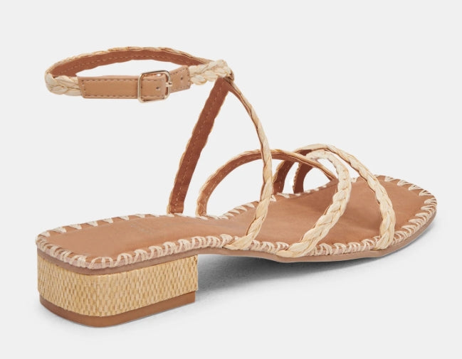 Strappy Low Heel Flat LT. Nat Raffia