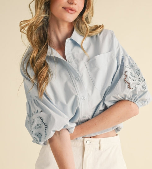 Josefina Bubble SLV Top Sky Blue