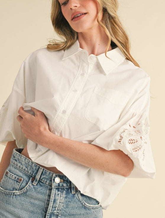 Josefina Bubble SLV Top White