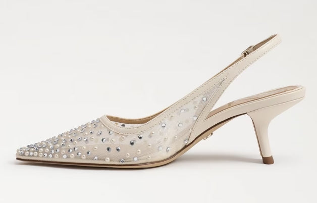 Bejeweled Slingback White