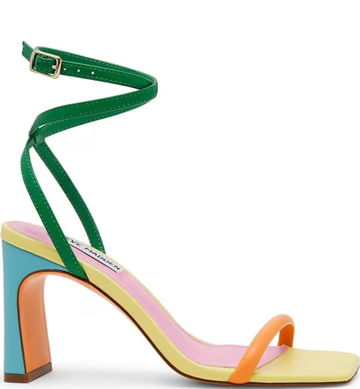 Leather Ankle Strap Heel Multi