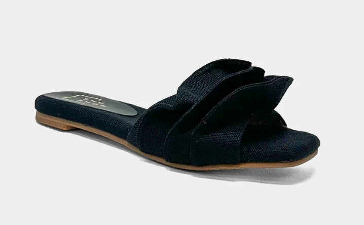 Ruffle Sandal Black