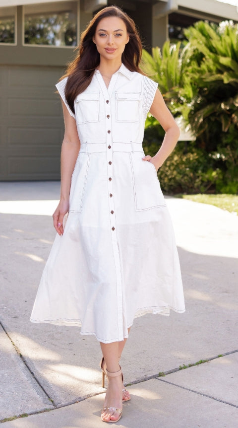 SLVLS Midi Dress Off White