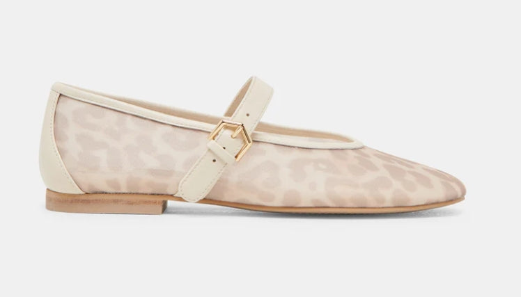 Mesh Ballet Flat White Leopard