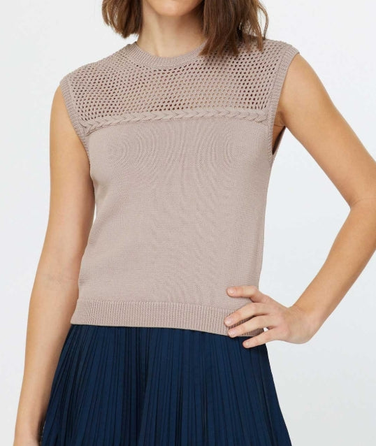 Round Neck Sweater Tank Top Mocha