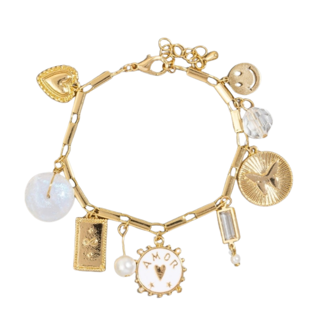 Heart and Butterfly Charm Bracelet