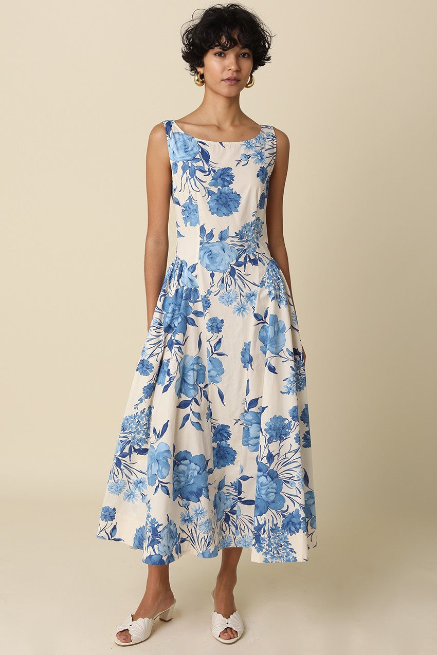 Landry Dress Cream Blue