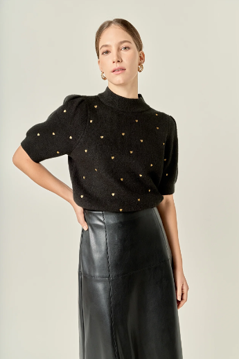 Dua Heart Embroidered Sweater Black