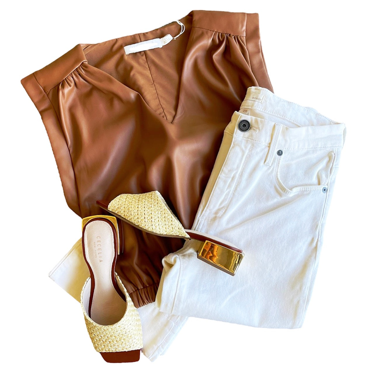 Simone Leather Top Brown