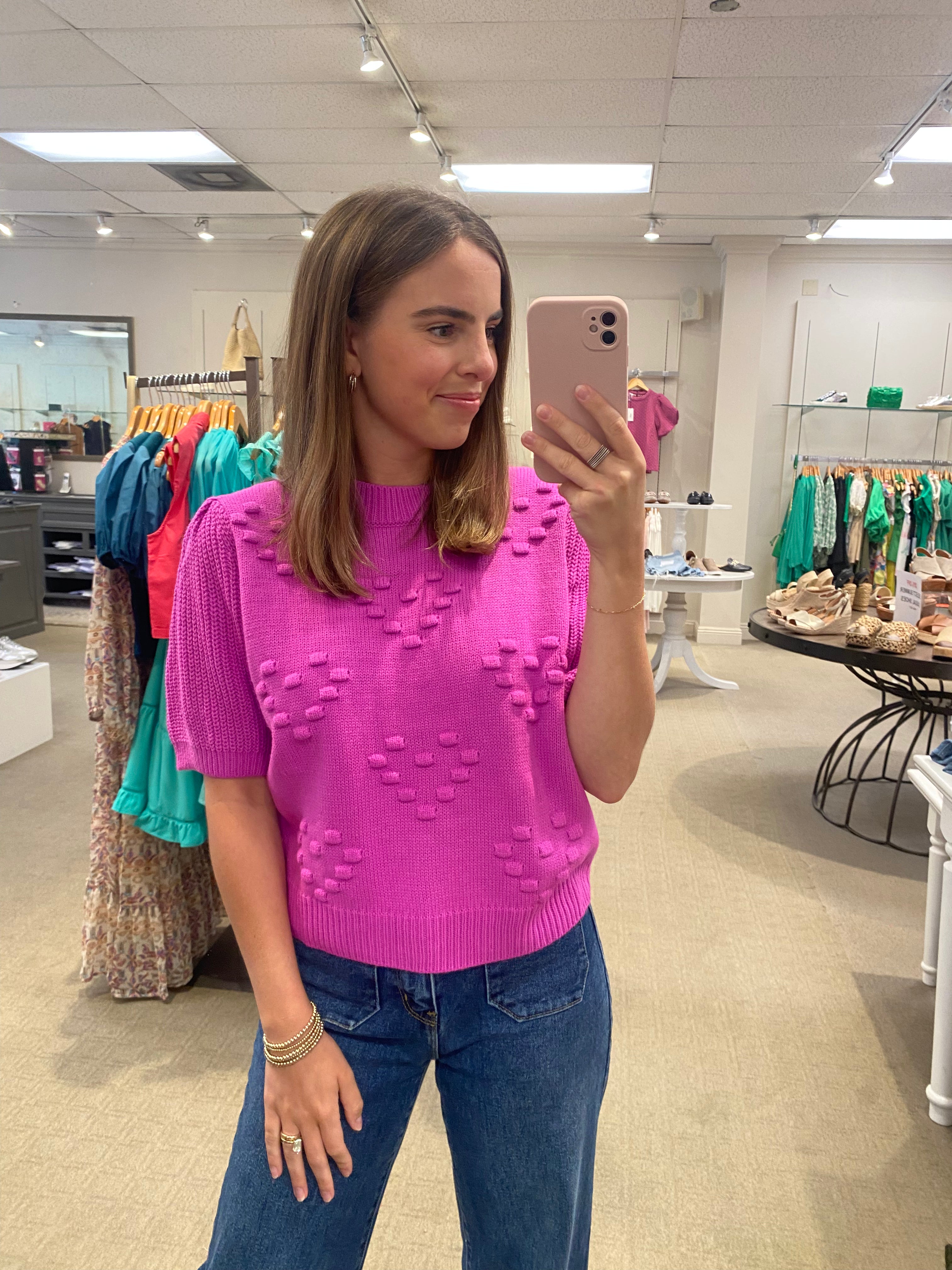 Kelsie Knit Sweater Fuchsia