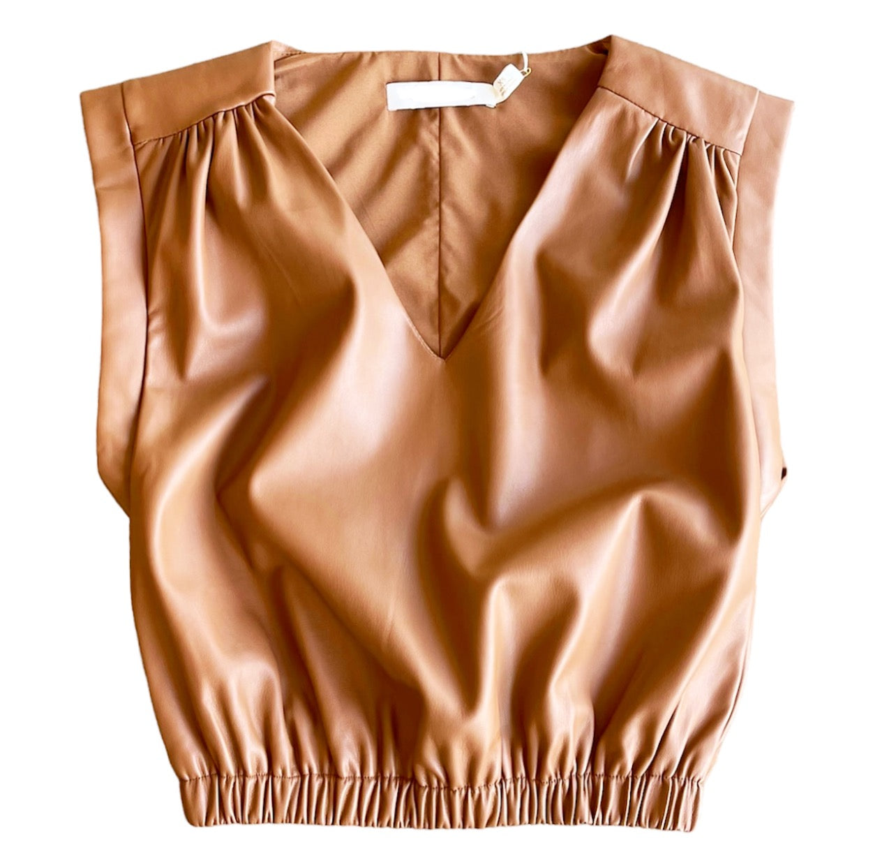 Simone Leather Top Brown