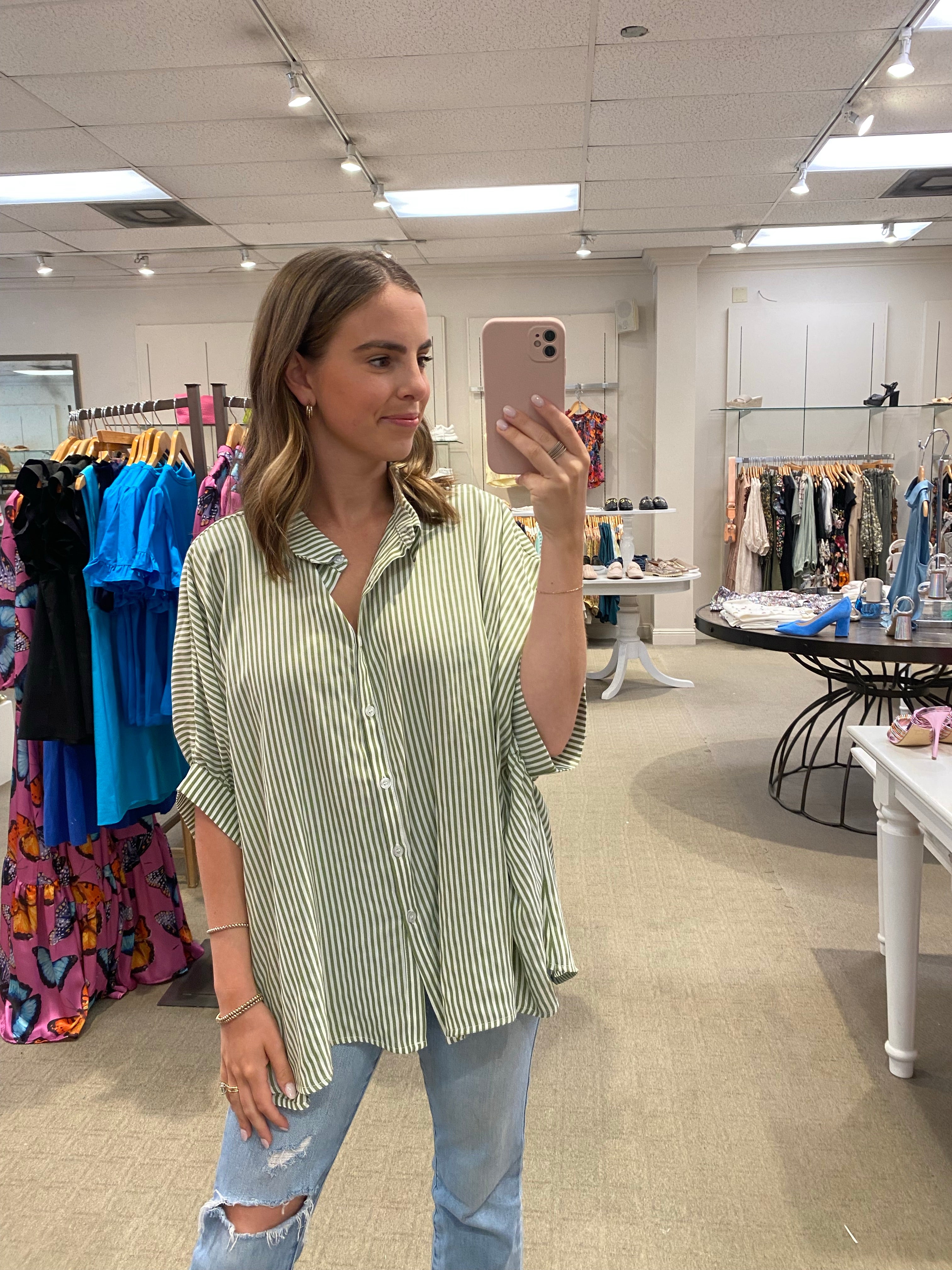 Nadia Top Green Stripe