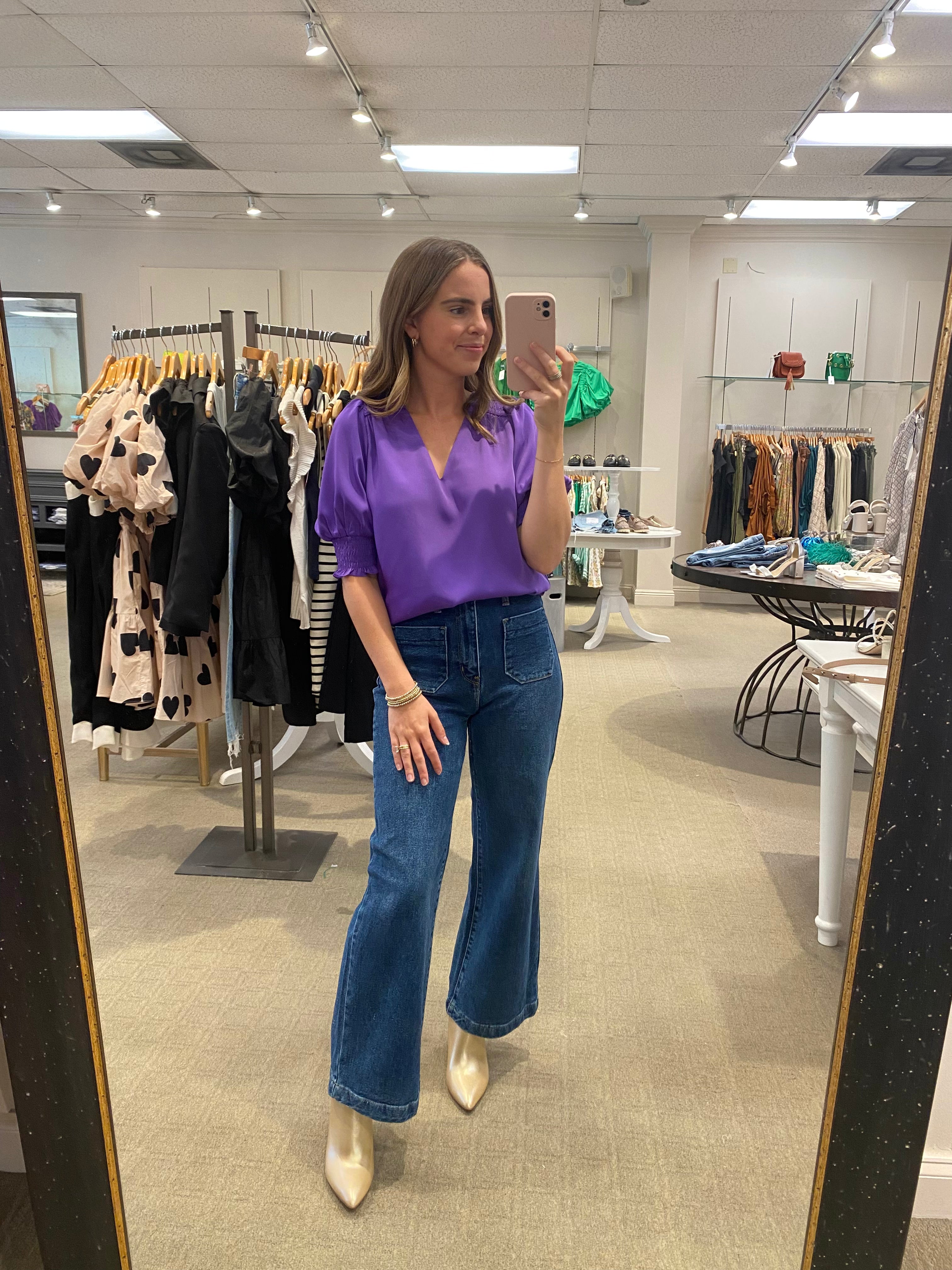 Patch Pocket Wide Leg Jean