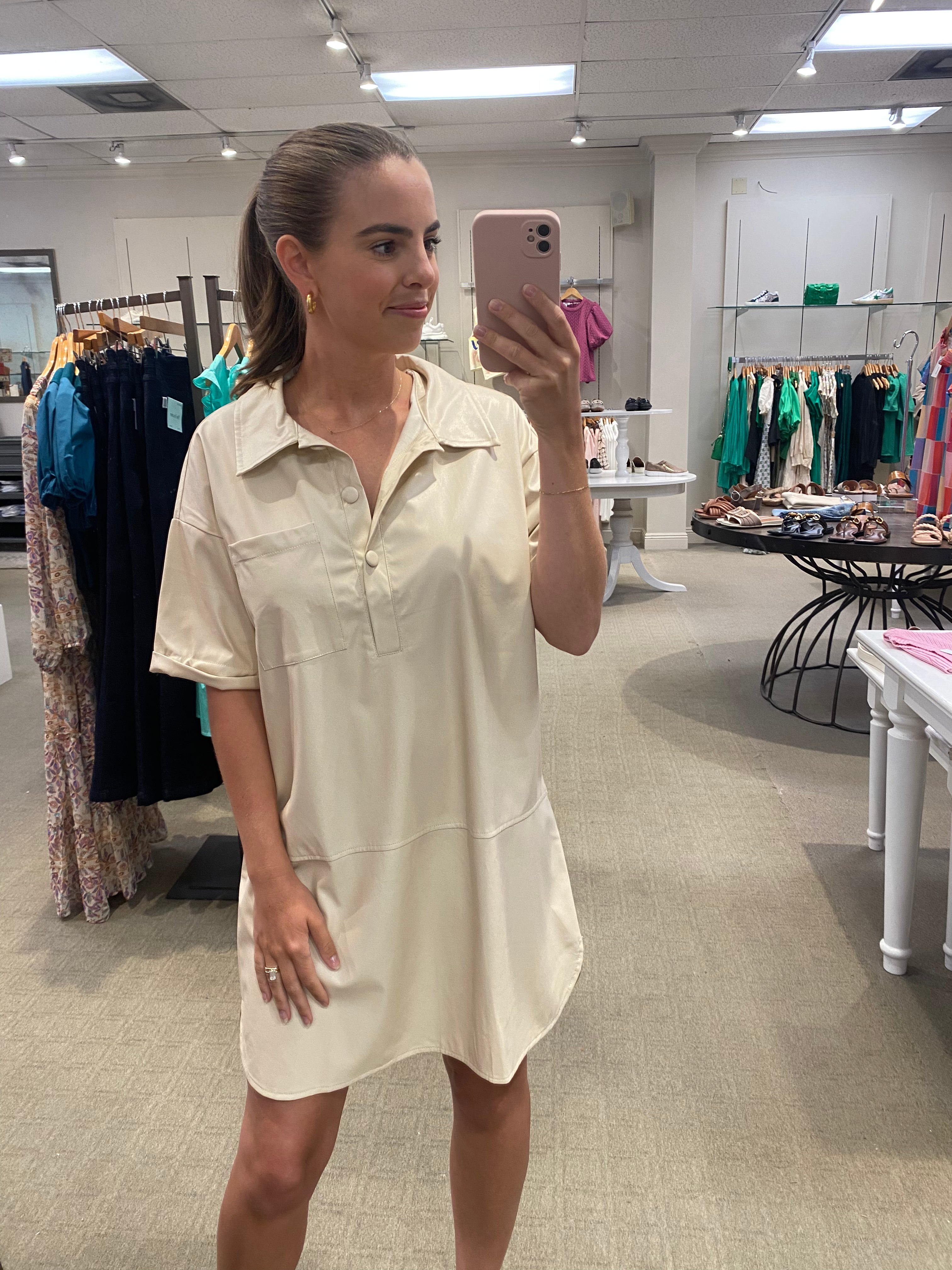 Ivory Leather Dress