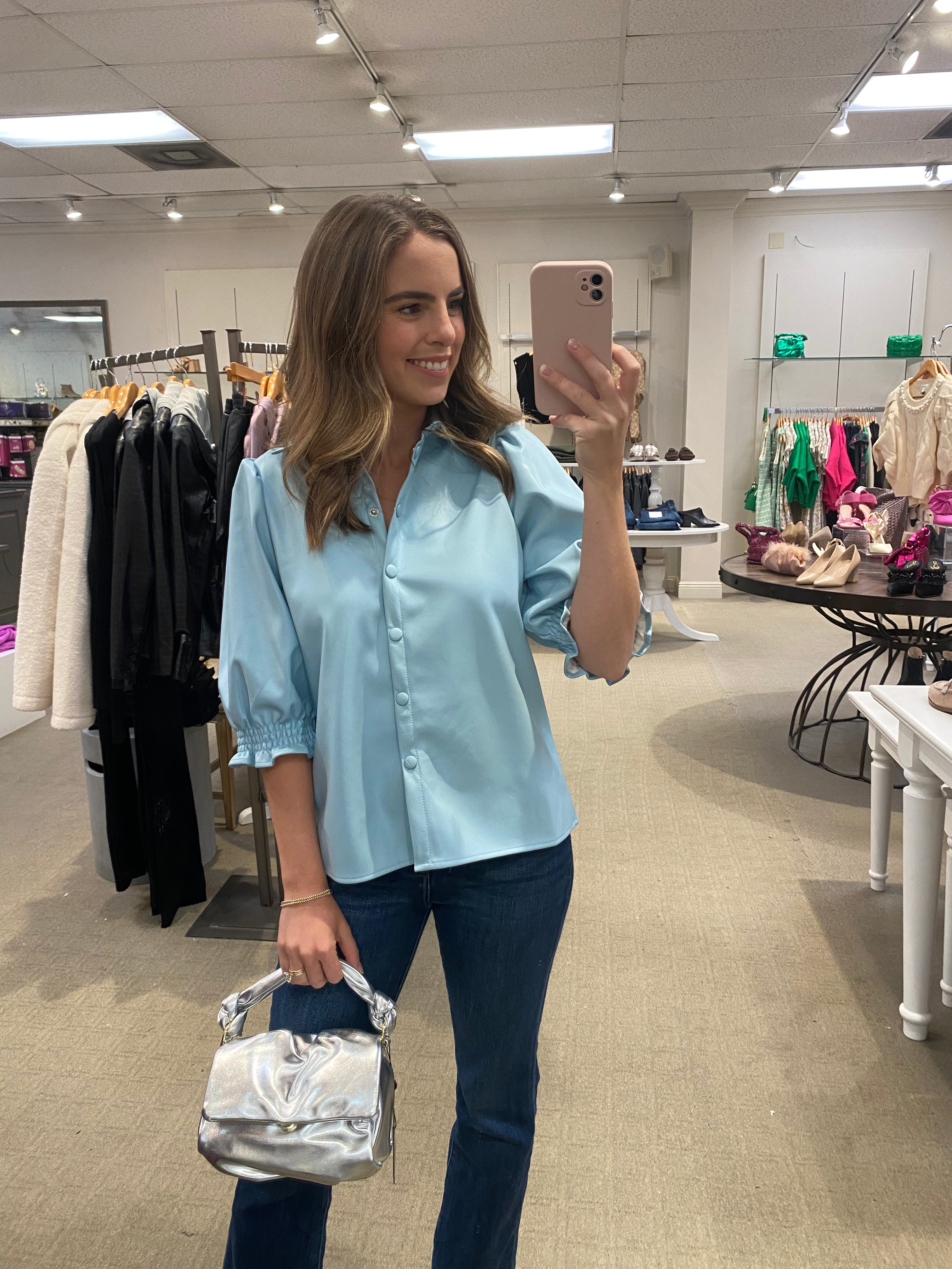 Layton Leather Top Blue