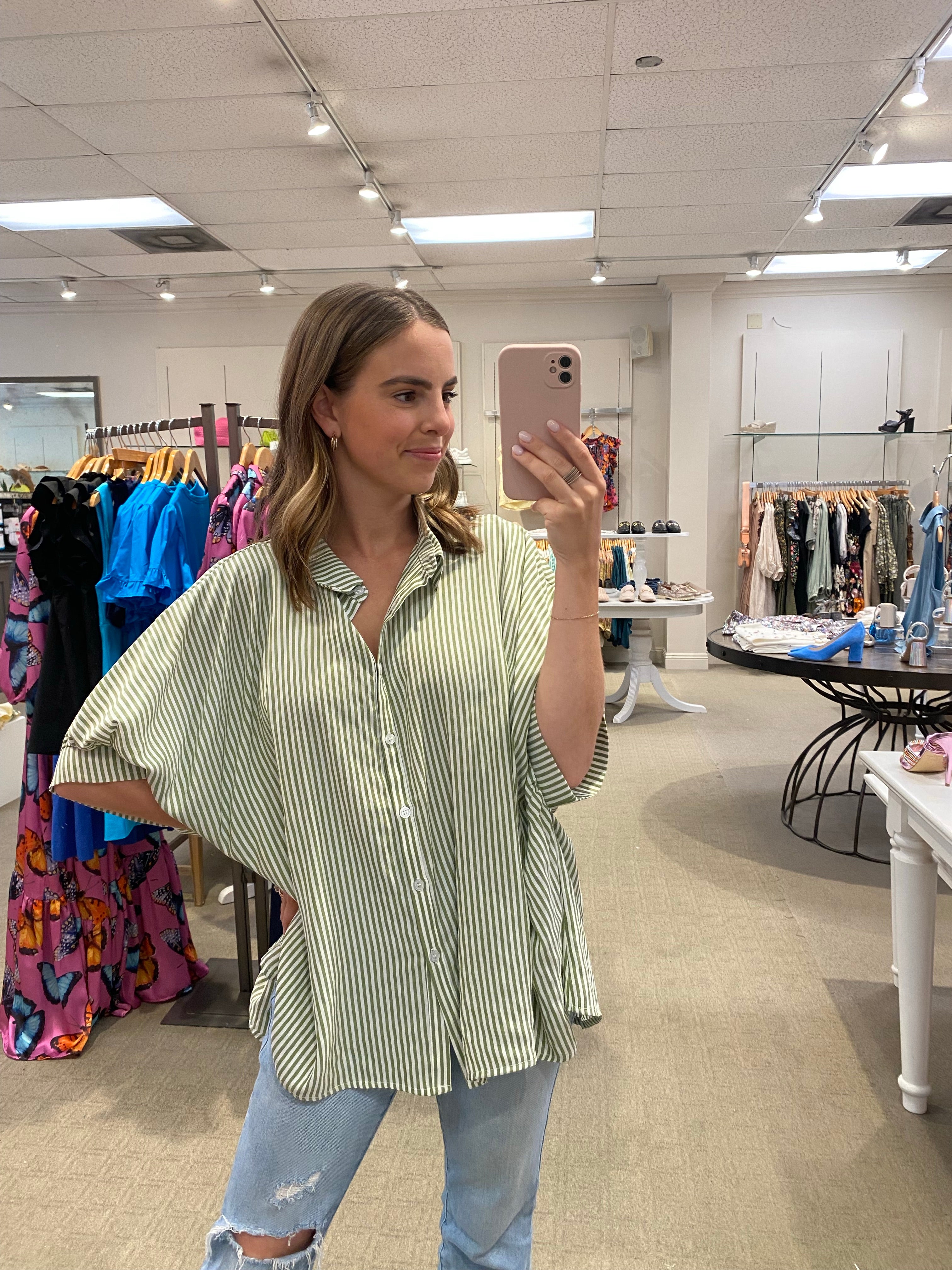 Nadia Top Green Stripe