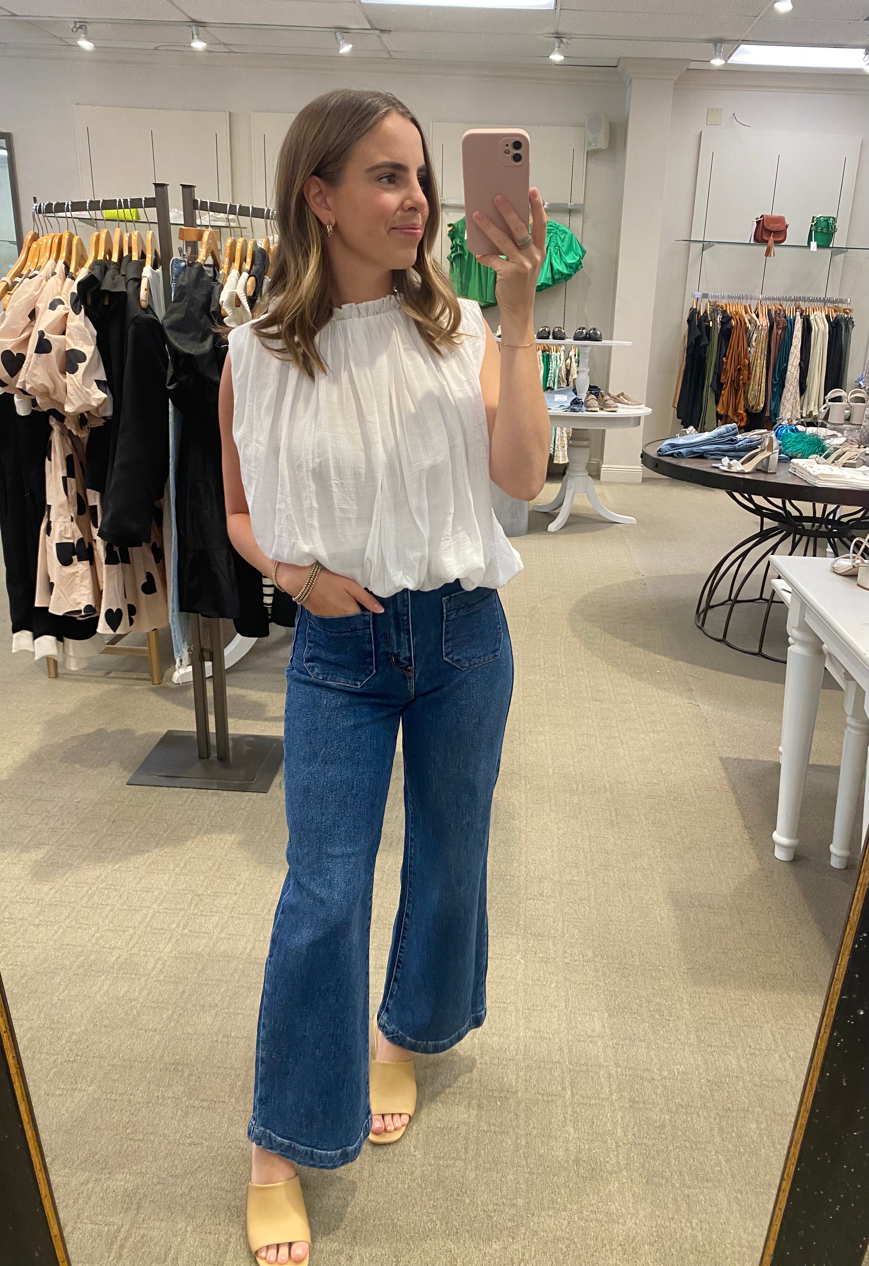Patch Pocket Wide Leg Jean