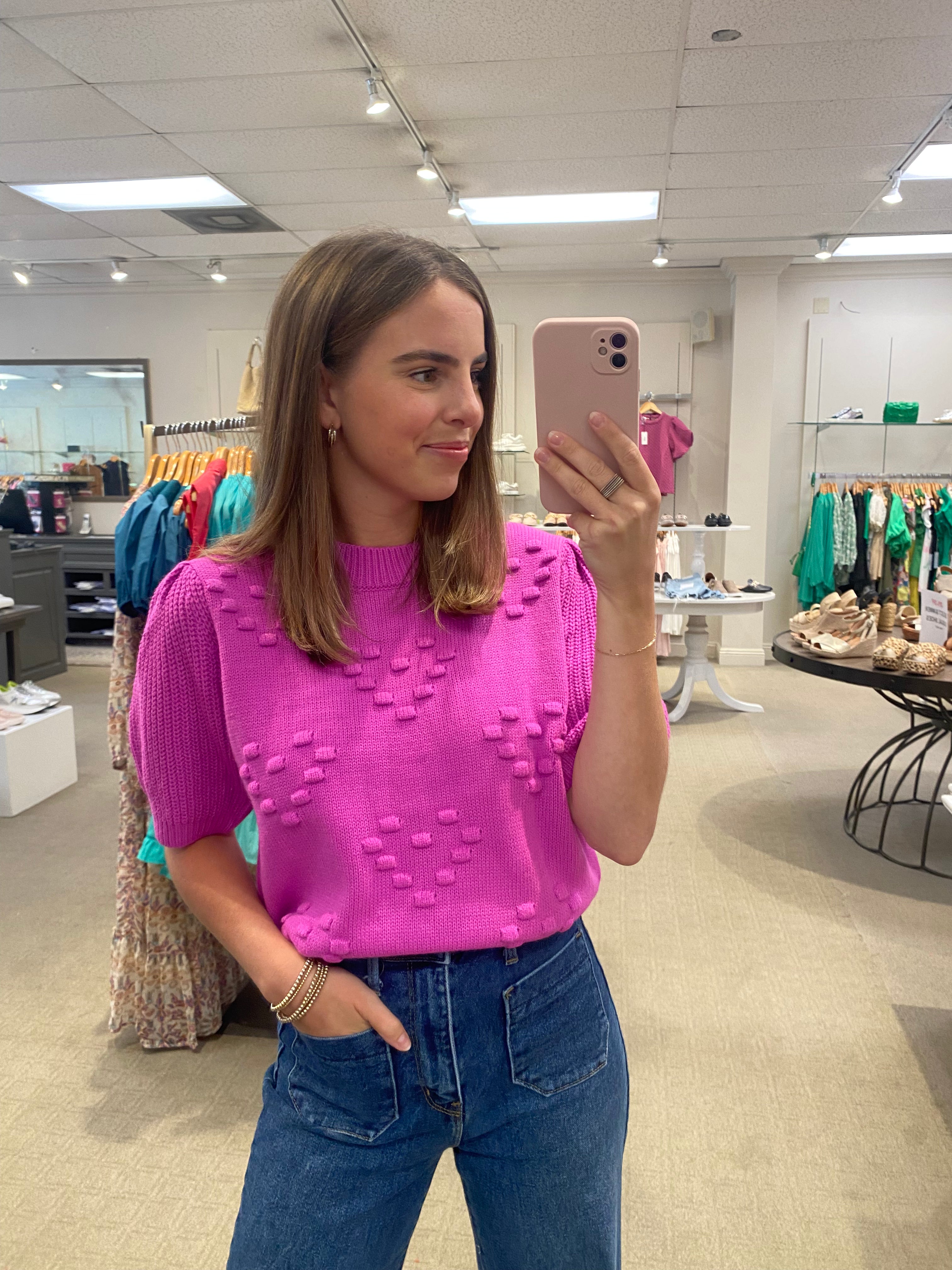 Kelsie Knit Sweater Fuchsia