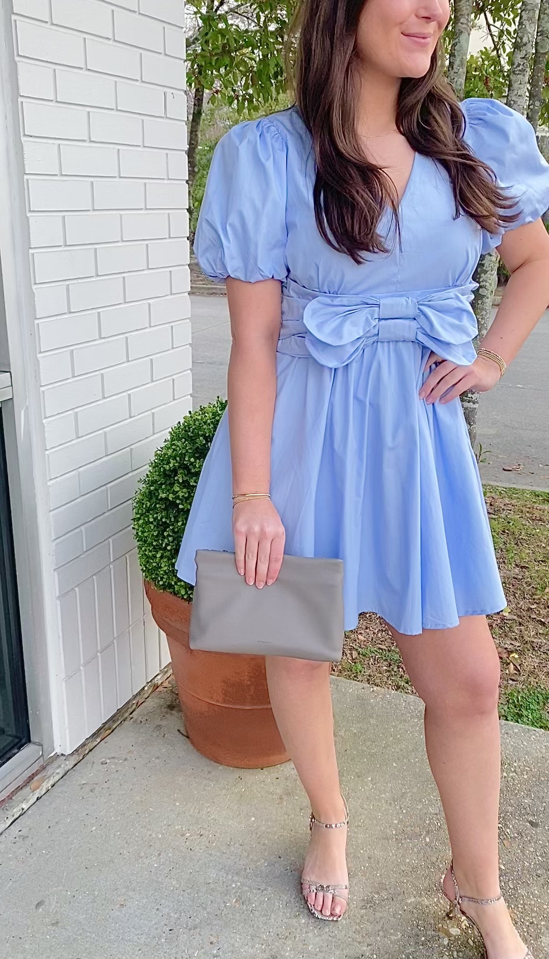 Puff Slv Front Bow Dress