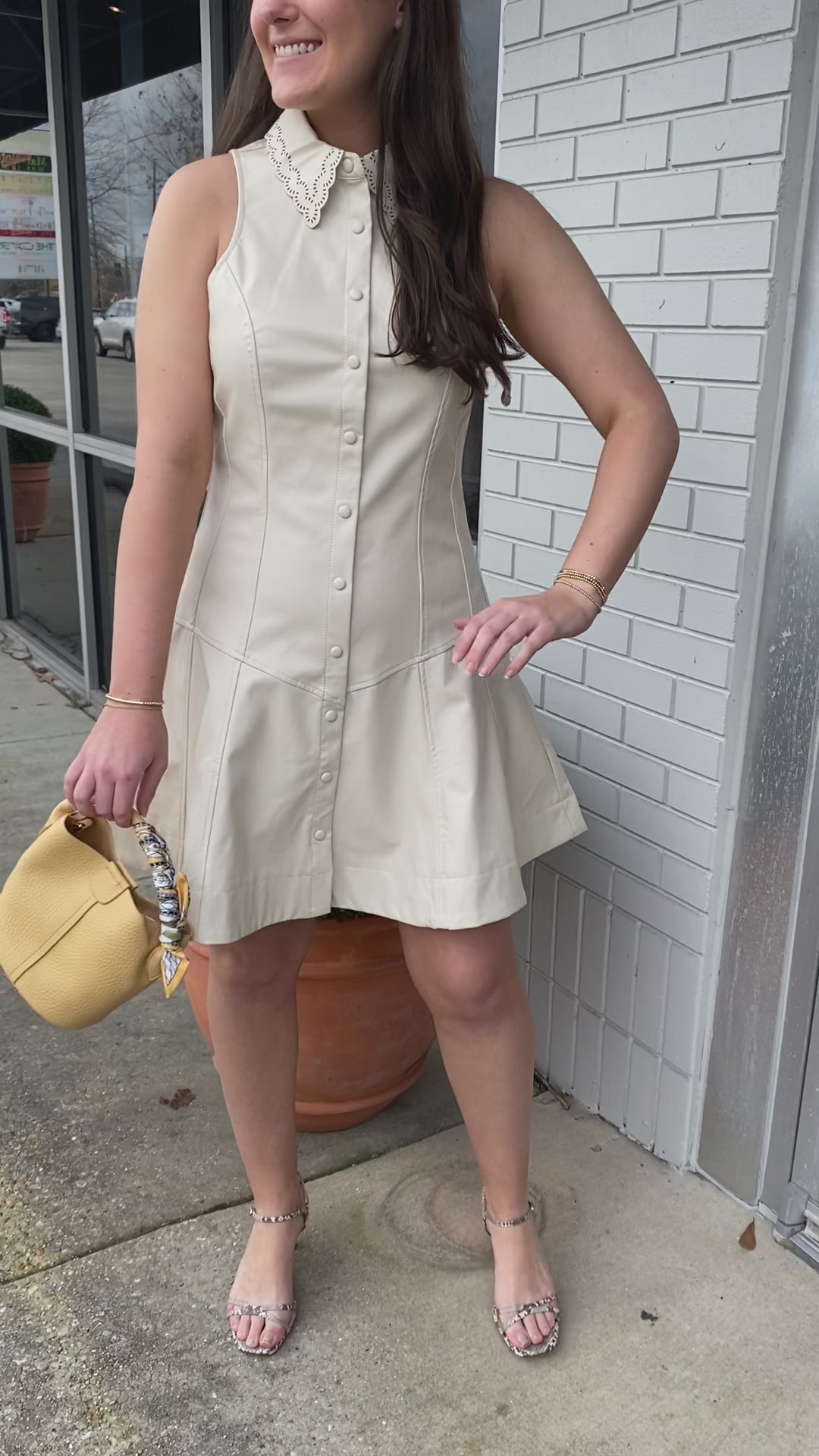Barrett Faux Leather Mini Dress Ivory