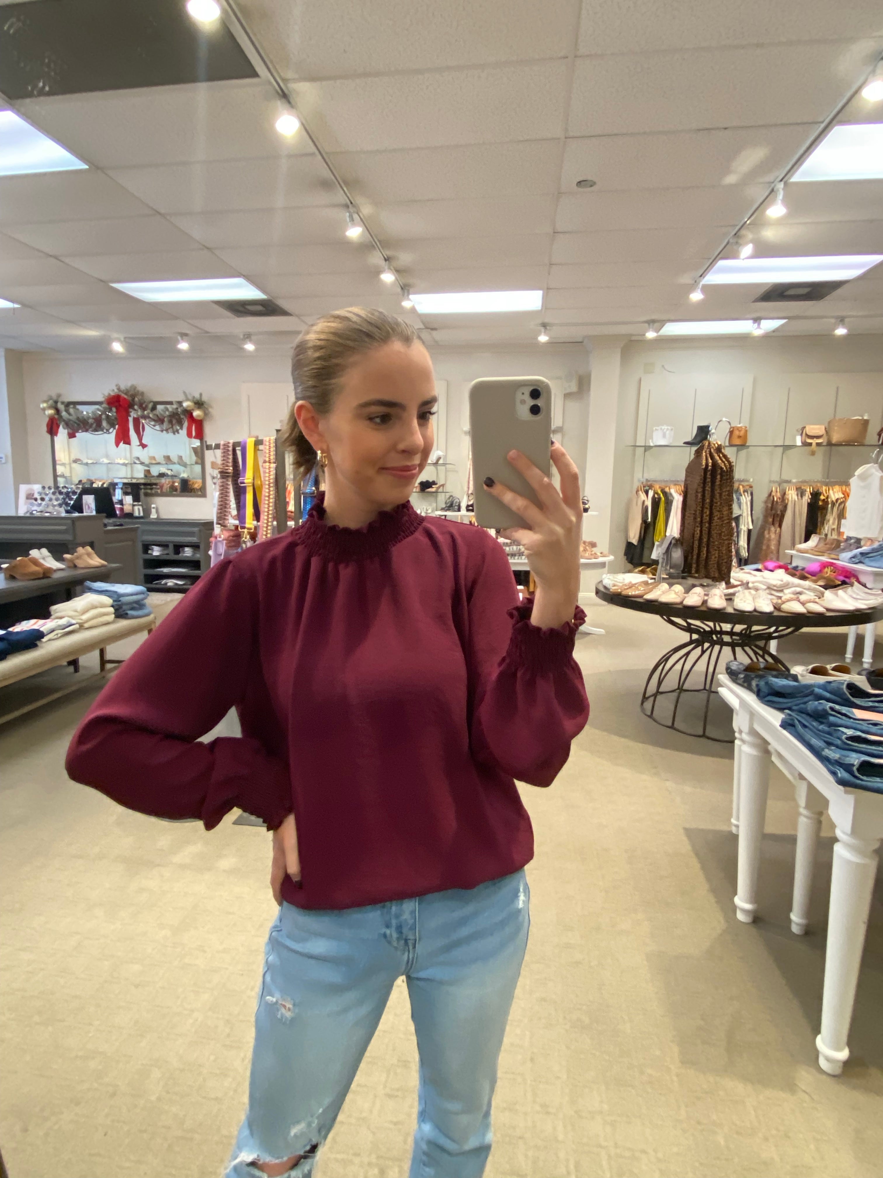 Della Top Burgundy